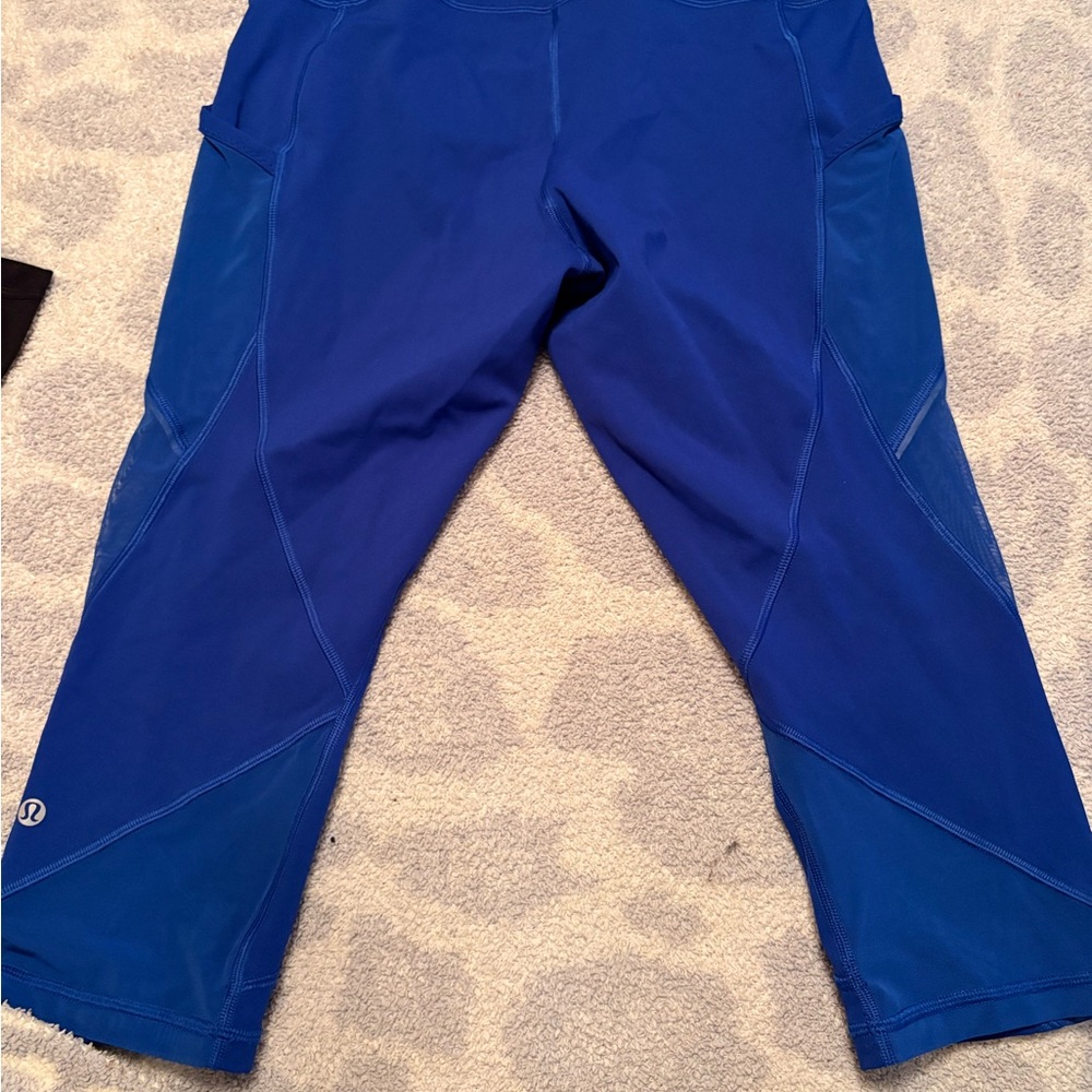Blue Athletic Capri Leggings